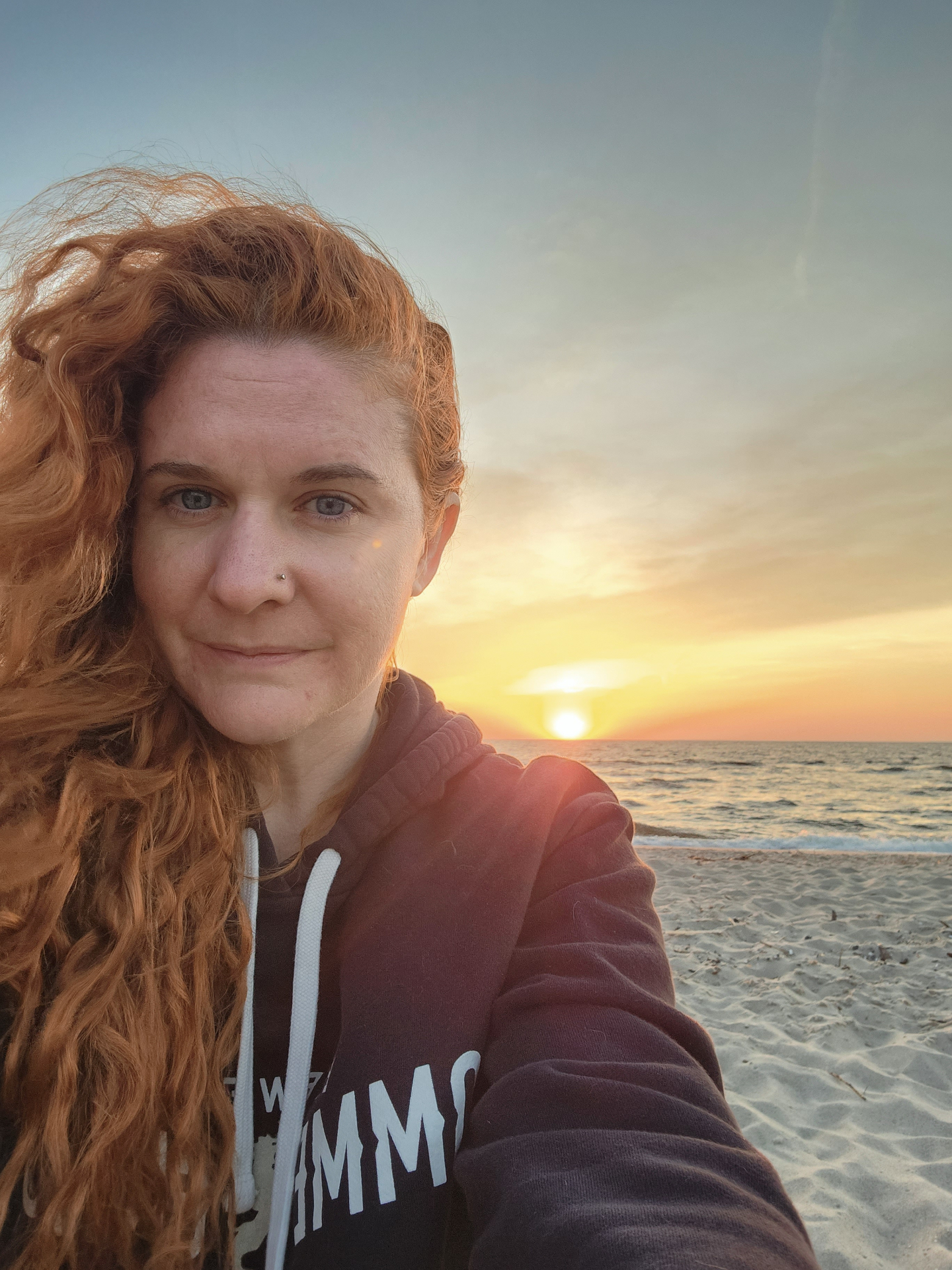 Megan Geyer at sunrise on the Jersey shore